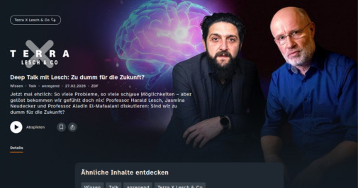 Screenshot ZDF Terra X Deep Talk mit Lesch: Zu dumm für die Zukunft?